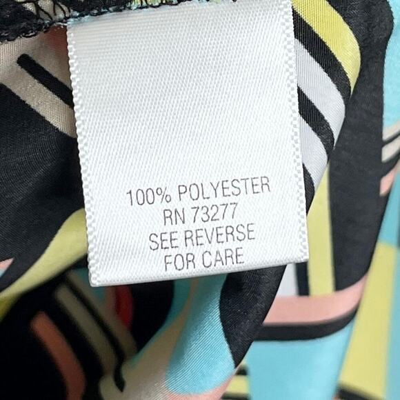 Dana Buchman Women's Sleeveless Top S Multicolor Geometric Print Tank 1/4 Button - Picture 6 of 8